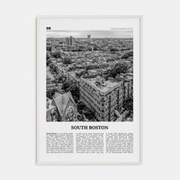 South Boston Poster White Wood / 8x12 in Nbourhood Travel B&W Poster