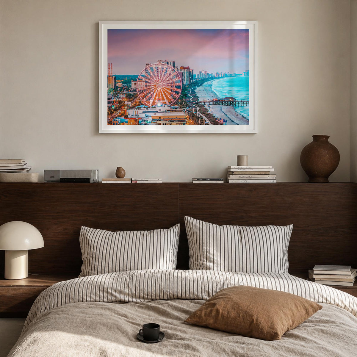 South Carolina colorful photo poster of United States – horizontal wall art in white wood frame with white border, hanging on