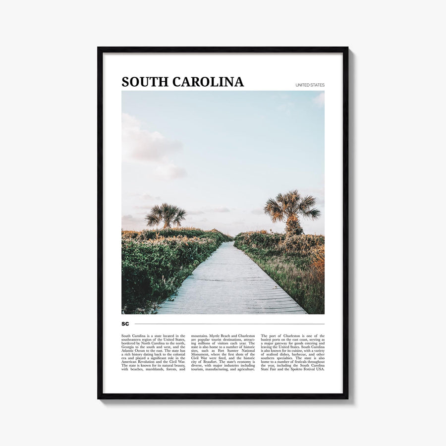 South Carolina no. 1 colorful travel poster of United States – vertical wall art, unframed print shown in interior mockup