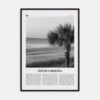 South Carolina No 1 Poster Black Wood / 8x12 in Nbourhood Travel B&W Poster