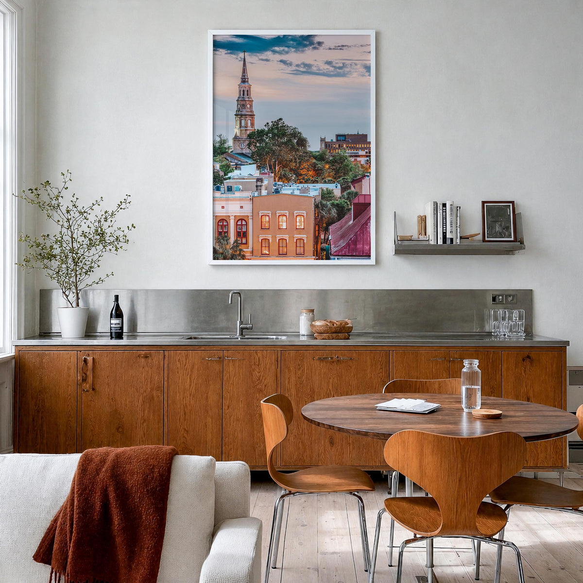 South Carolina no. 2 colorful photo poster of United States – vertical wall art in white wood frame, hanging on wall