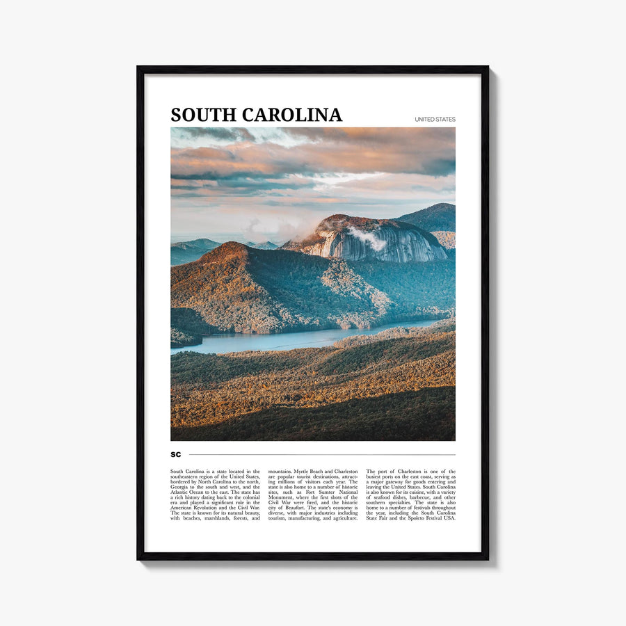 South Carolina no. 3 colorful travel poster of United States – vertical wall art, unframed print shown in interior mockup