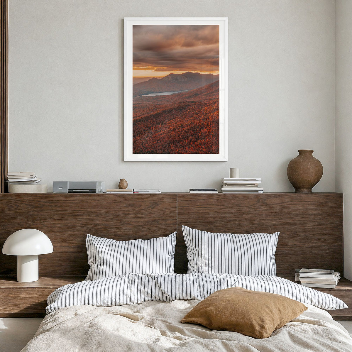 South Carolina Photo No 3 Poster in a white wood frame, hanging in a bedroom, white border