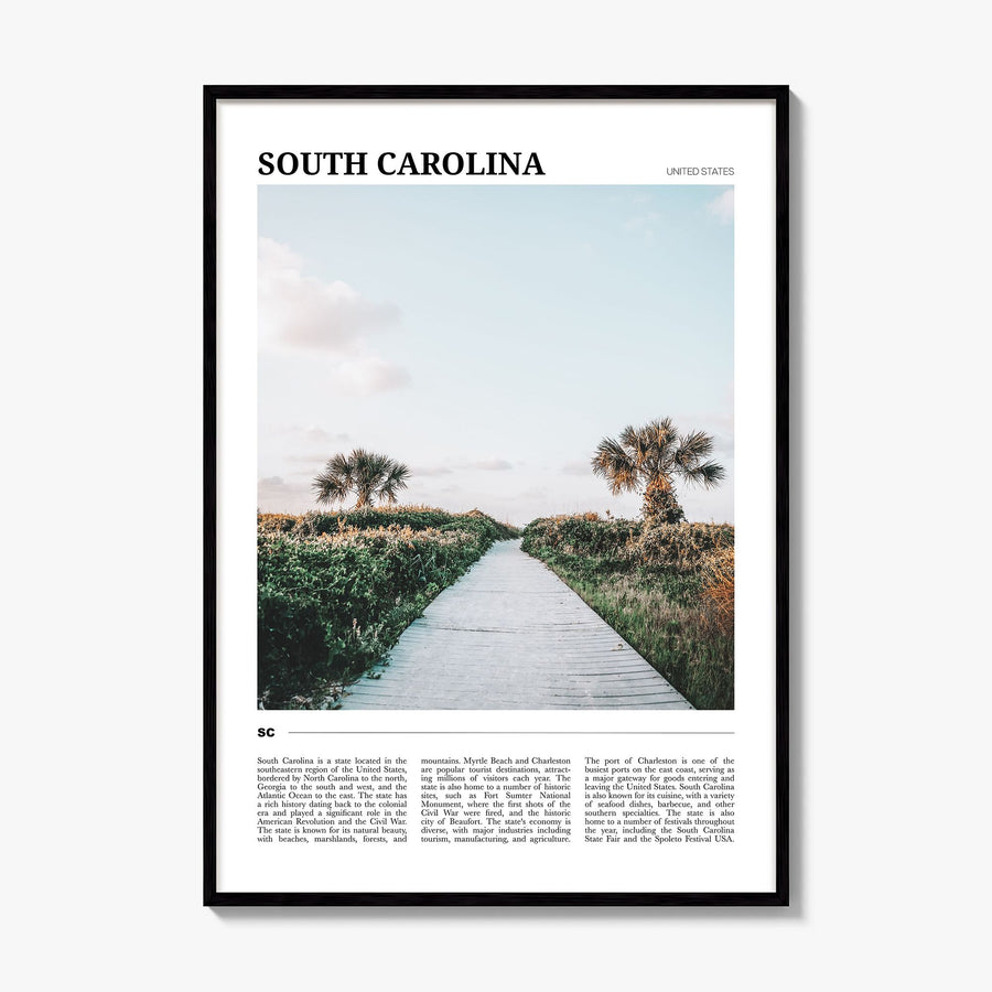South Carolina Travel No 1 Poster, framed poster mockup