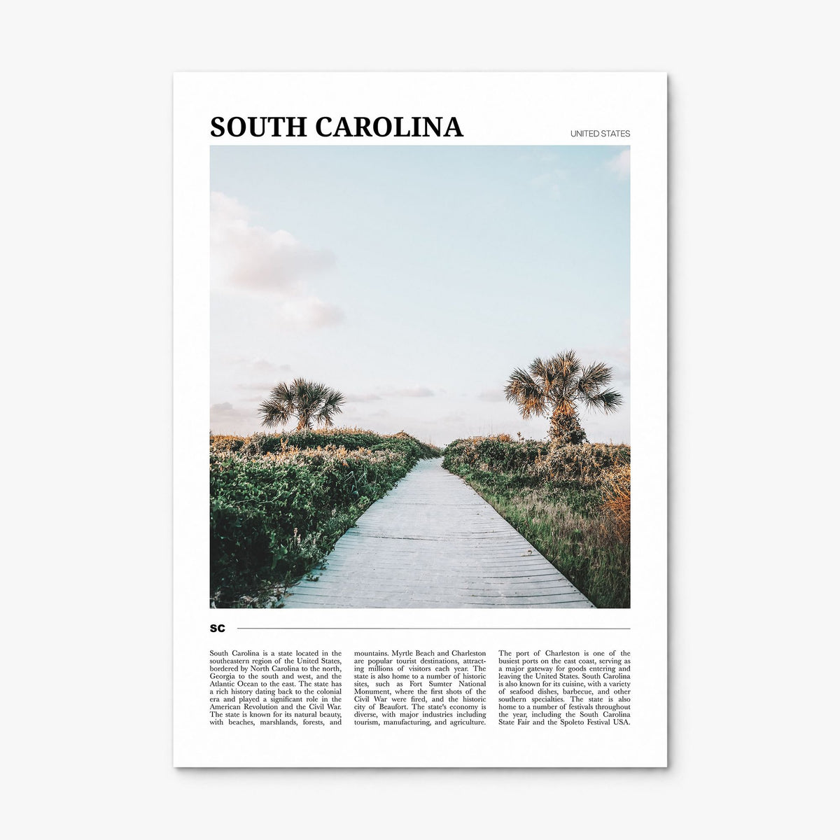 South Carolina Travel No 1 Poster, print only (unframed)