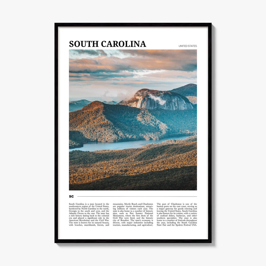 South Carolina Travel No 3 Poster, framed poster mockup