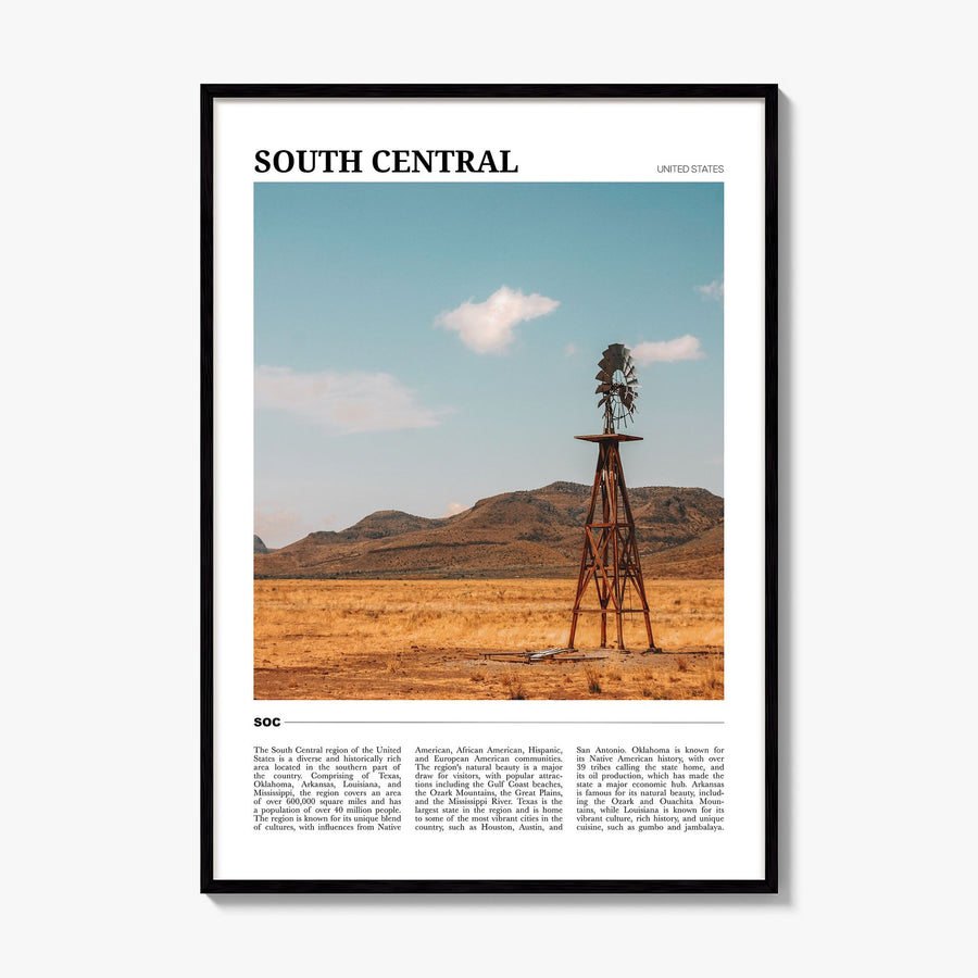 South Central Travel Poster, framed poster mockup