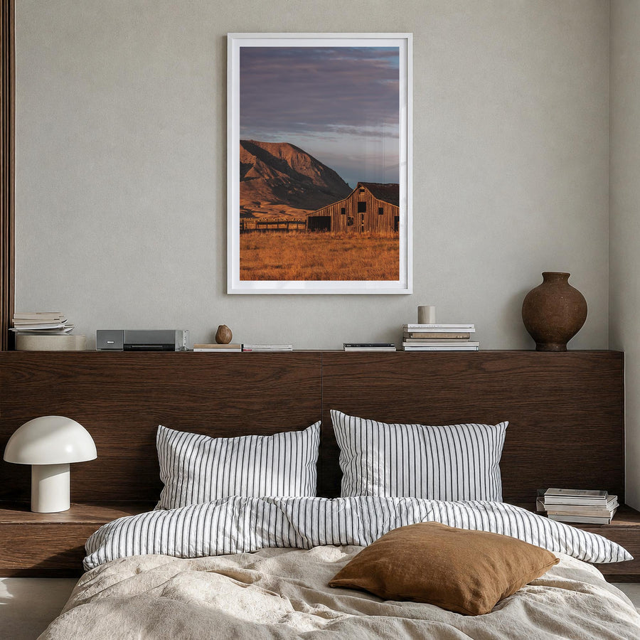 South Dakota colorful photo poster of United States – vertical wall art in white wood frame with white border, hanging on wal