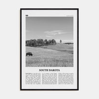 South Dakota No 1 Poster Black Wood / 8x12 in Nbourhood Travel B&W Poster