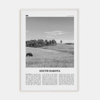 South Dakota No 1 Poster White Wood / 8x12 in Nbourhood Travel B&W Poster