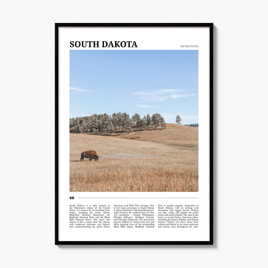 South Dakota Travel Poster, framed poster mockup