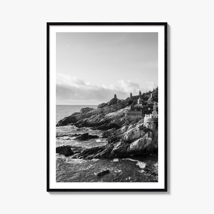 South Korea black & white photo poster of Asia – vertical wall art, unframed print shown in interior mockup