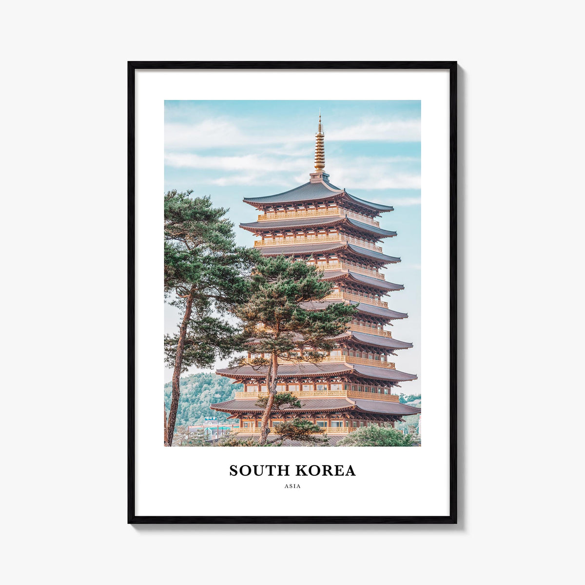 South Korea colorful classic poster of Asia – vertical wall art, unframed print shown in interior mockup