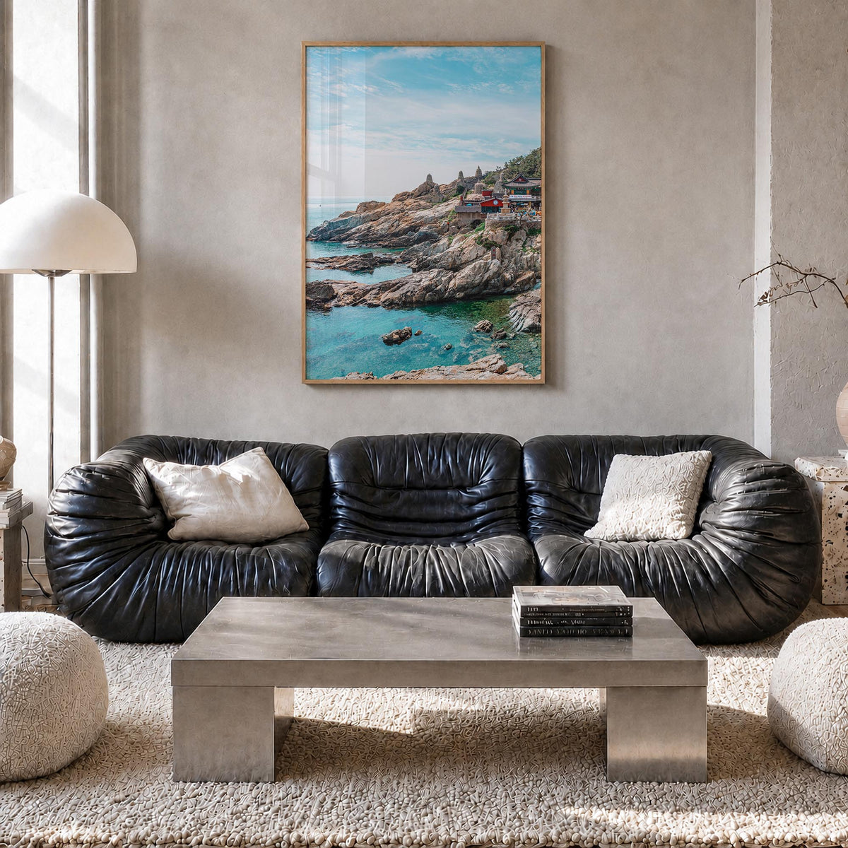 South Korea colorful photo poster of Asia – vertical wall art in natural wood frame, hanging on wall