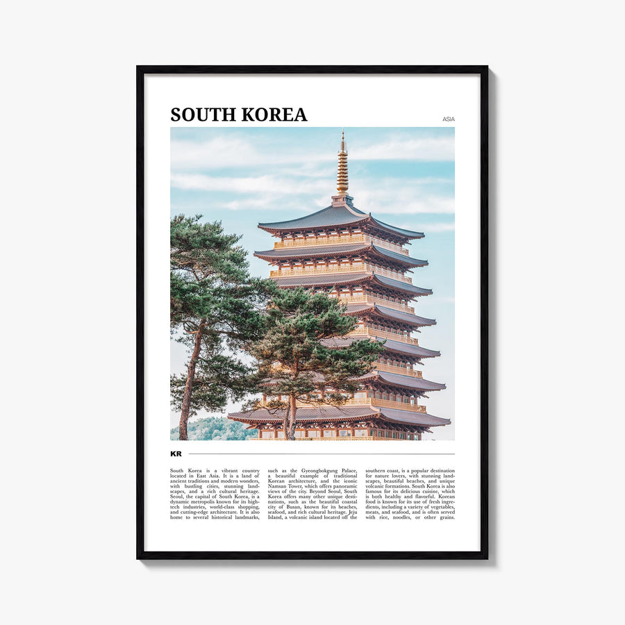 South Korea colorful travel poster of Asia – vertical wall art, unframed print shown in interior mockup