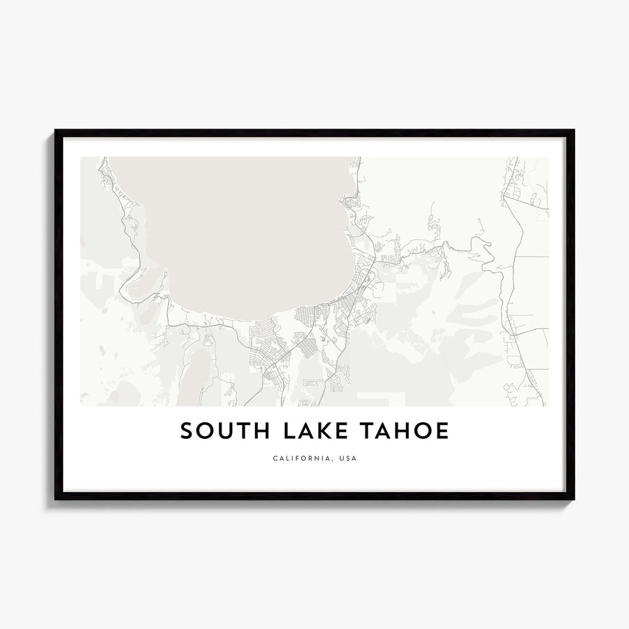 South Lake Tahoe Map Poster, framed poster mockup