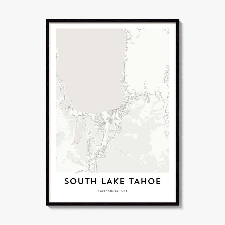 South Lake Tahoe Map Poster, framed poster mockup