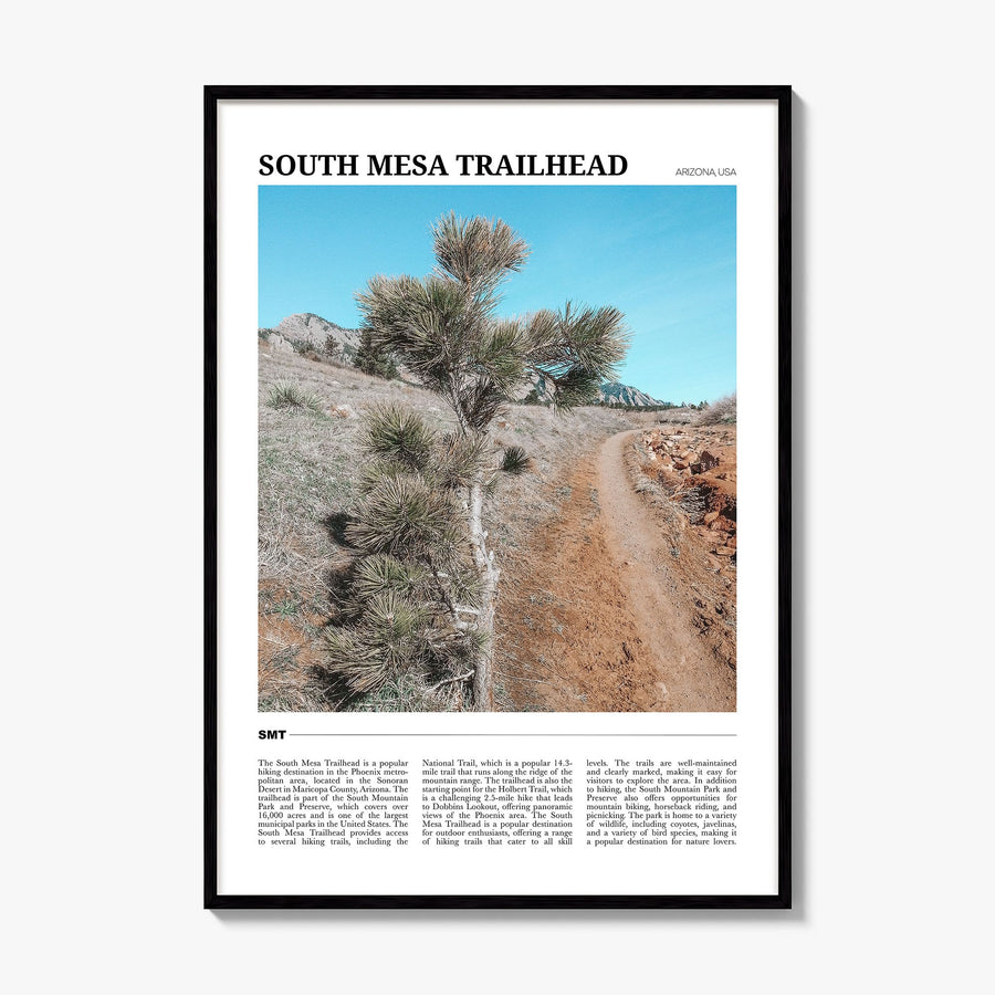 South Mesa Trailhead Travel Poster, framed poster mockup
