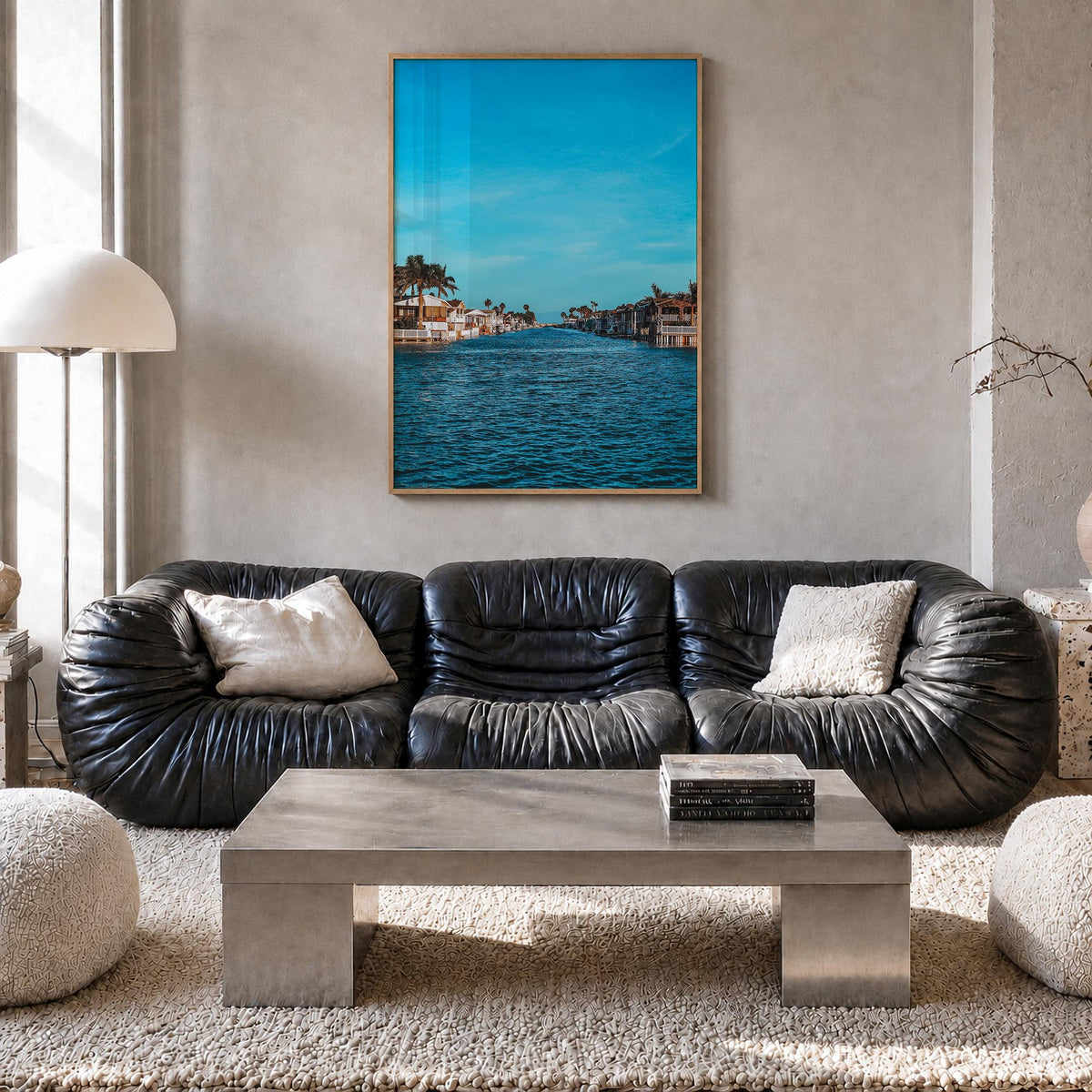 South Padre Island colorful photo poster of Texas, USA – vertical wall art in natural wood frame, hanging on wall