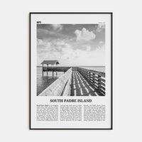 South Padre Island Poster Black Metal / 8x12 in Nbourhood Travel B&W Poster