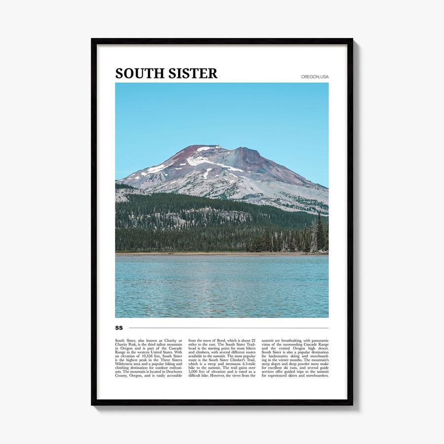 South Sister Travel Poster, framed poster mockup