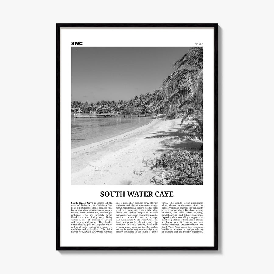 South Water Caye Newspaper Poster, framed poster mockup