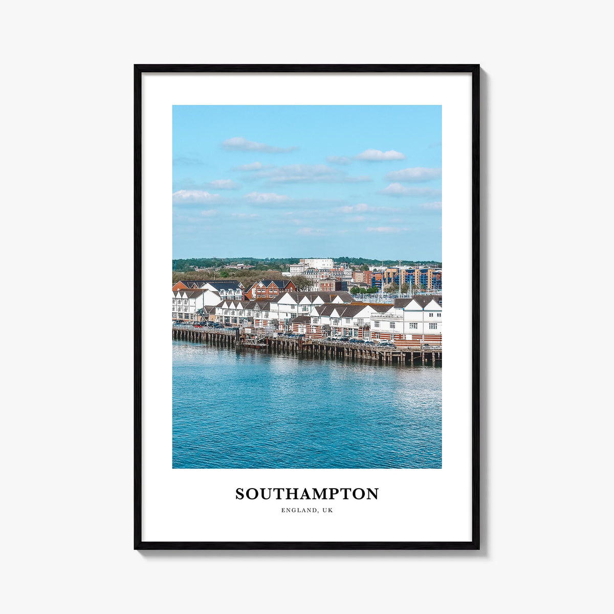 Southampton, England colorful classic poster of United Kingdom – vertical wall art, unframed print shown in interior mockup