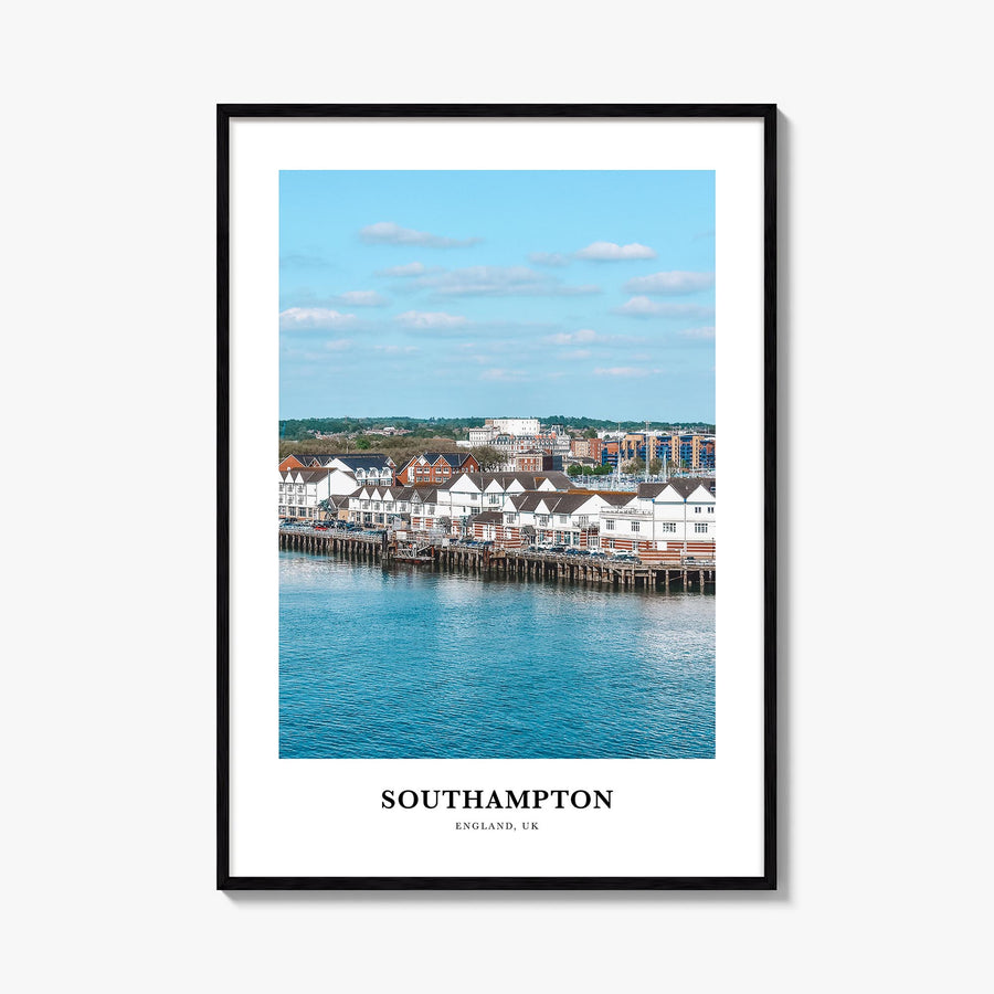 Southampton, England colorful classic poster of United Kingdom – vertical wall art, unframed print shown in interior mockup
