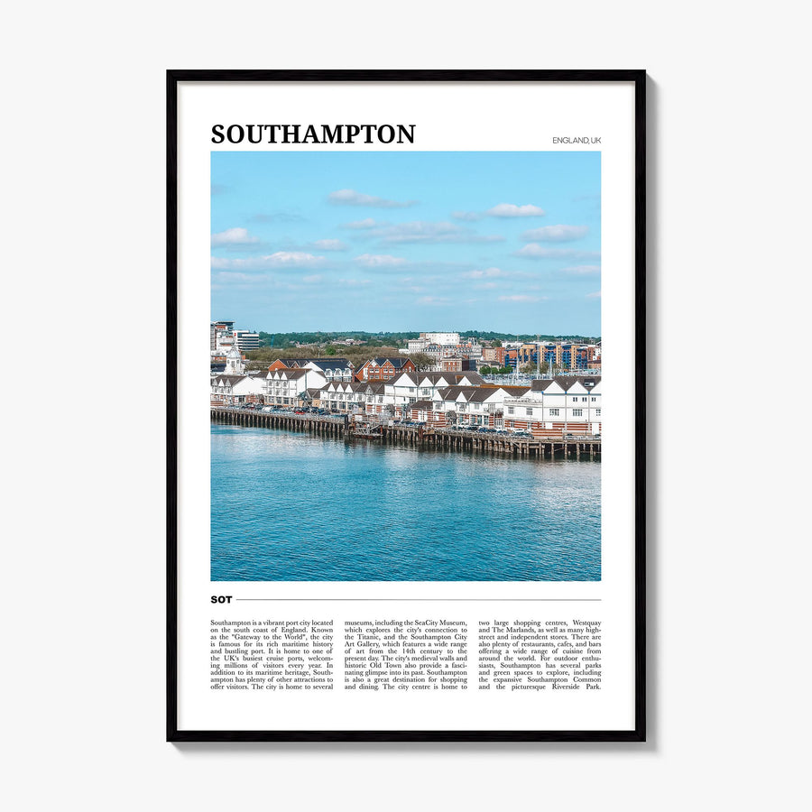 Southampton, England Travel Poster, framed poster mockup