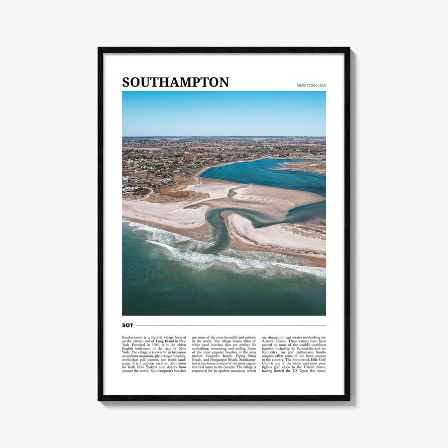 Southampton, New York colorful travel poster of New York, USA – vertical wall art, unframed print shown in interior mockup