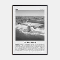 Southampton, New York Poster Black Metal / 8x12 in Nbourhood Travel B&W Poster