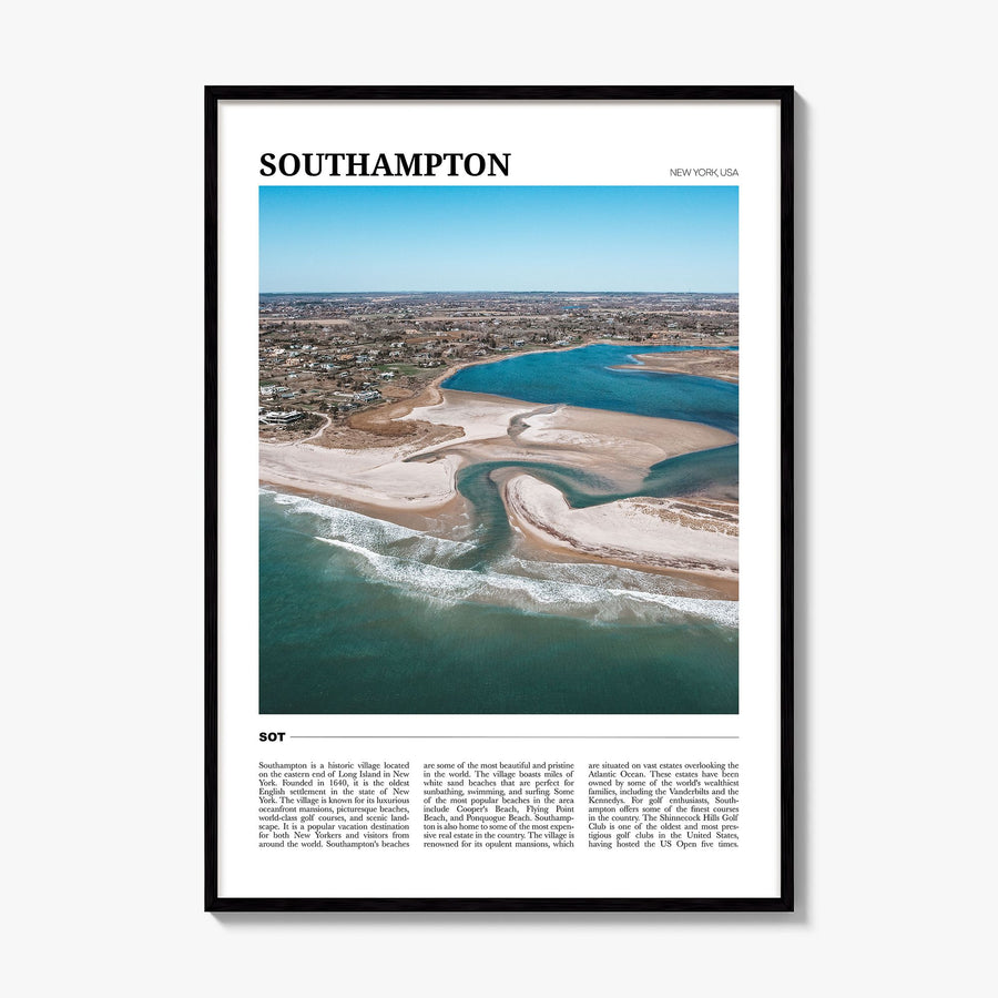 Southampton, New York Travel Poster, framed poster mockup