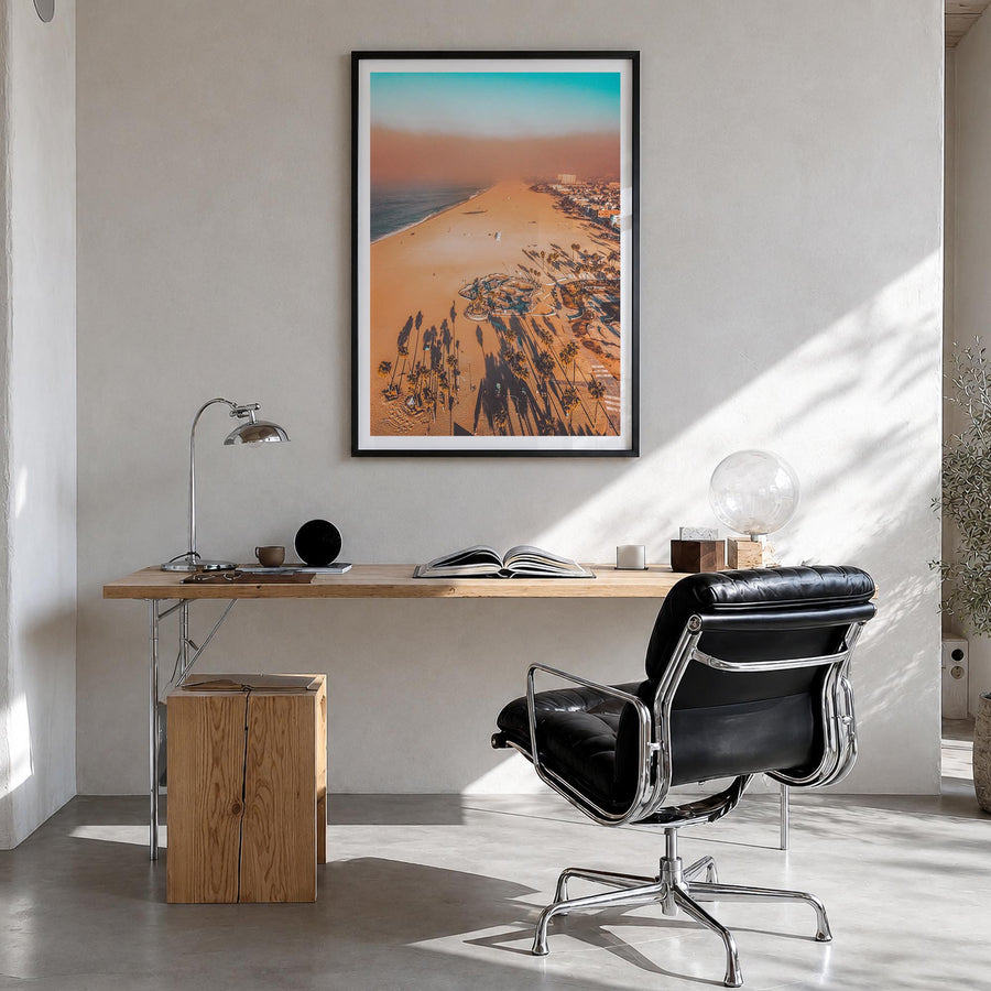 Southern California no. 3 colorful photo poster of California, USA – vertical wall art in black wood frame with white border,