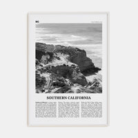 Southern California Poster White Wood / 8x12 in Nbourhood Travel B&W Poster