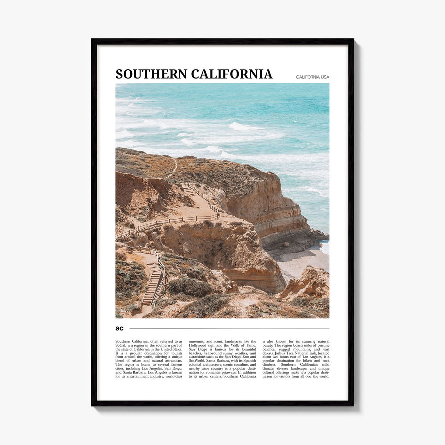 Southern California Travel Poster, framed poster mockup