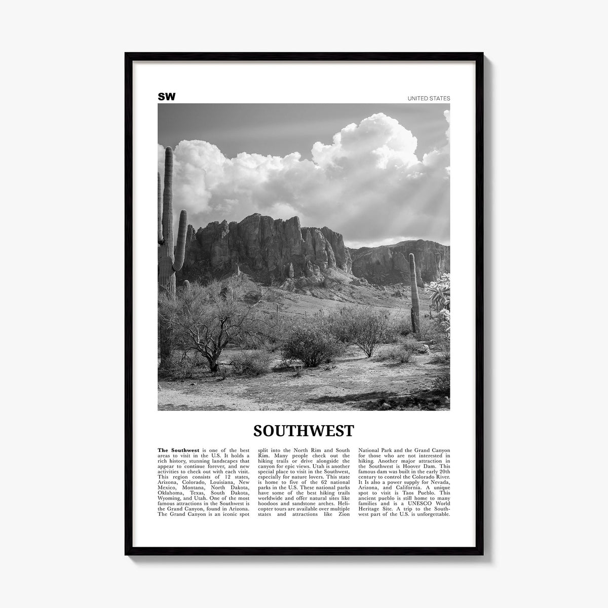 Southwest Newspaper Poster, framed poster mockup