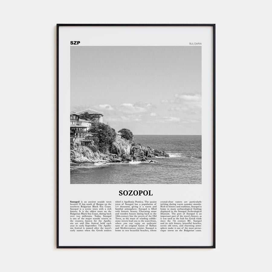 Sozopol Poster Black Metal / 8x12 in Nbourhood Travel B&W Poster