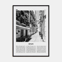 Spain No 1 Poster Black Wood / 8x12 in Nbourhood Travel B&W Poster