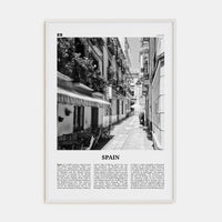 Spain No 1 Poster White Wood / 8x12 in Nbourhood Travel B&W Poster