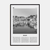 Spain No 2 Poster Black Wood / 8x12 in Nbourhood Travel B&W Poster