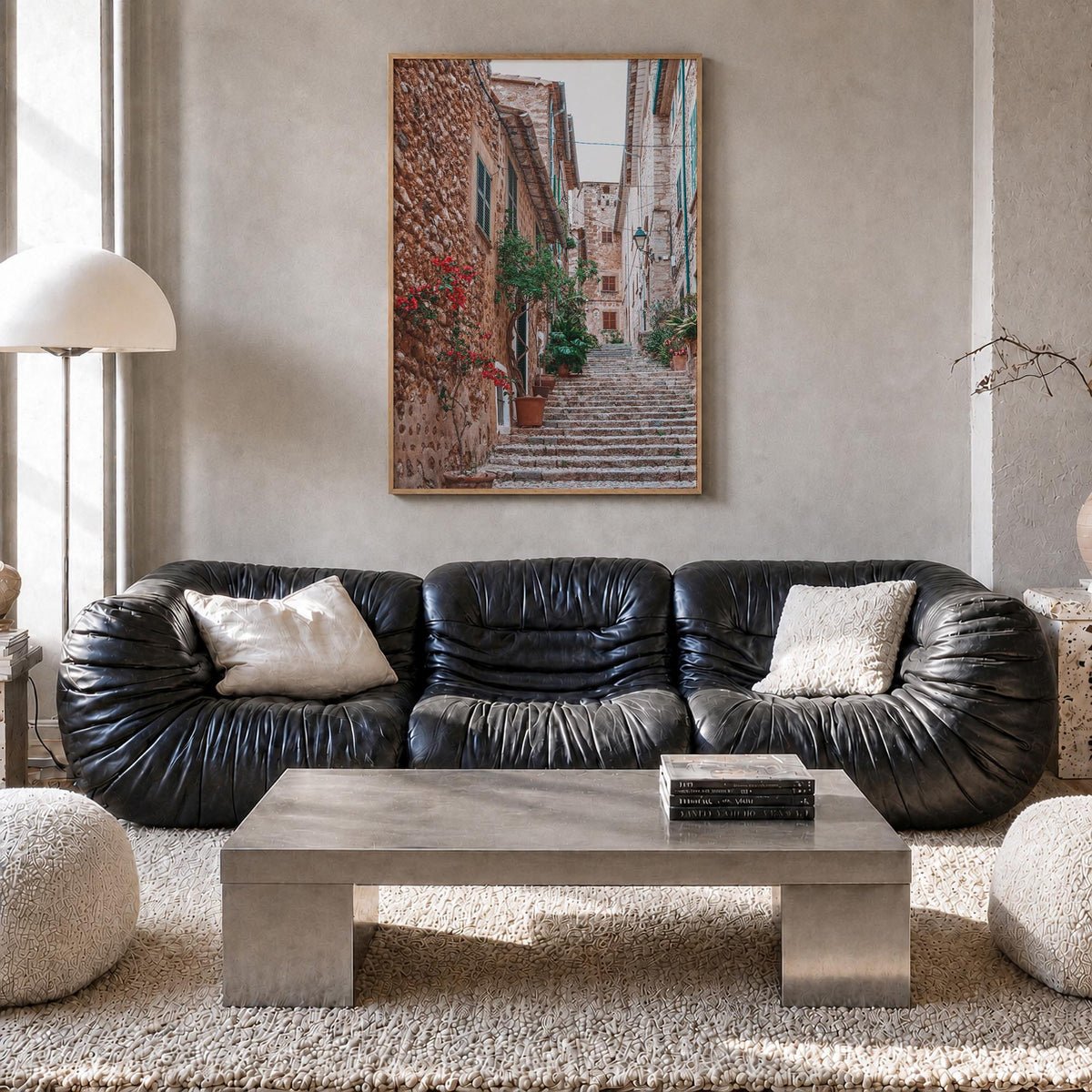 Spain no. 2 colorful photo poster of Europe – vertical wall art in natural wood frame, hanging on wall