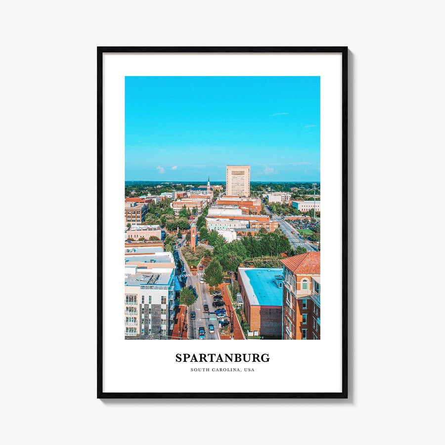 Spartanburg colorful classic poster of South Carolina, USA – vertical wall art, unframed print shown in interior mockup