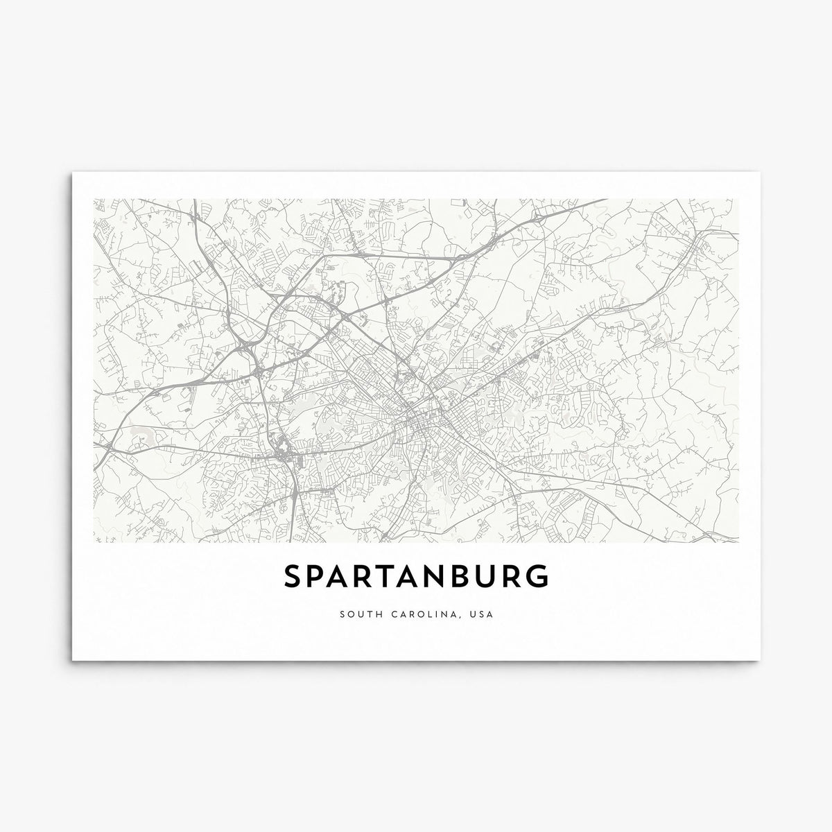 Spartanburg Map Poster, print only (unframed)