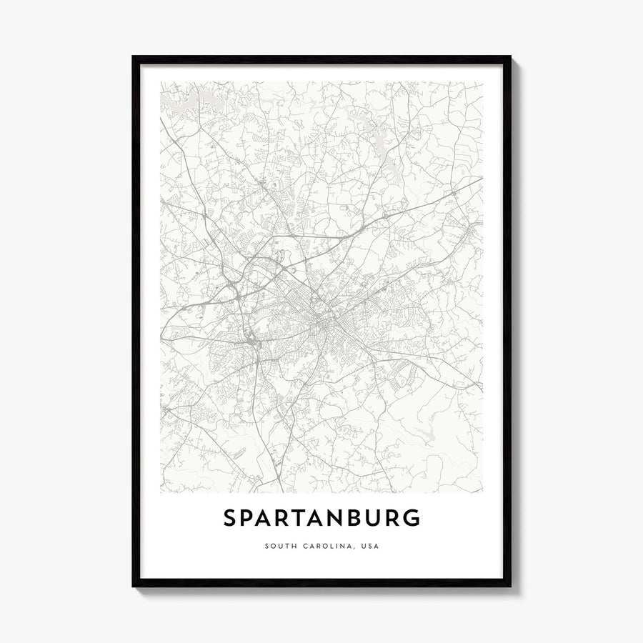 Spartanburg Map Poster, framed poster mockup