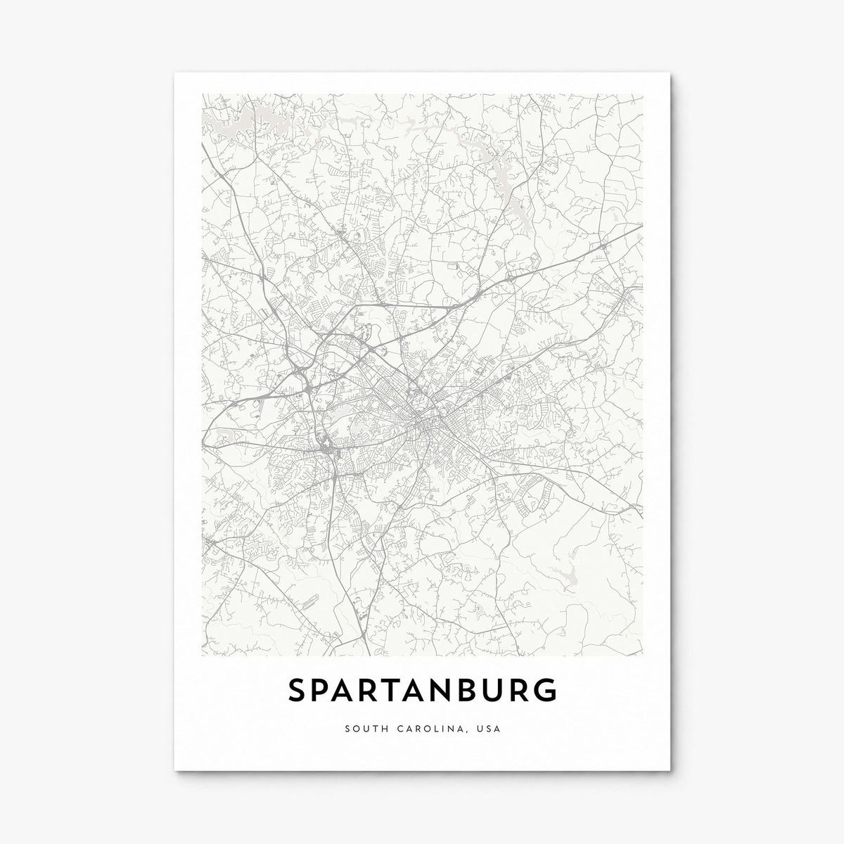 Spartanburg Map Poster, print only (unframed)