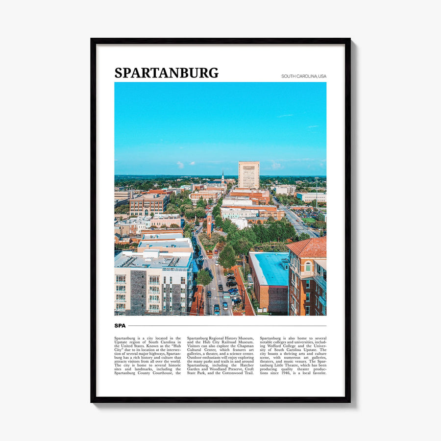 Spartanburg Travel Poster, framed poster mockup