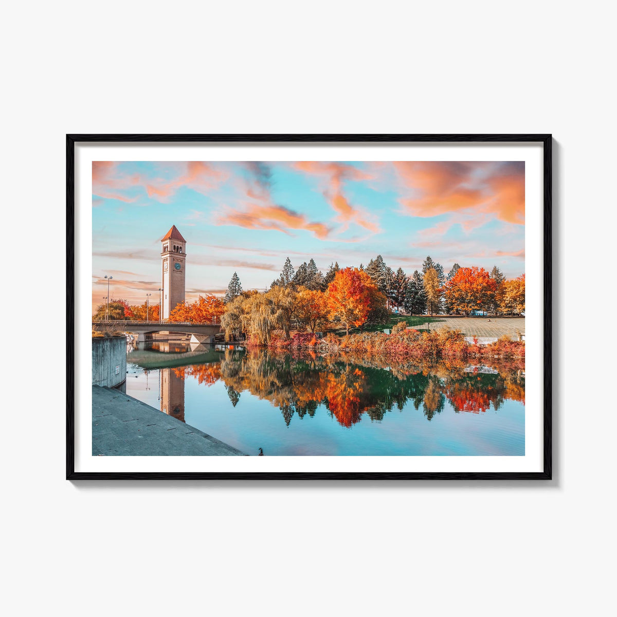 Spokane colorful photo poster of Washington, USA – horizontal wall art, unframed print shown in interior mockup