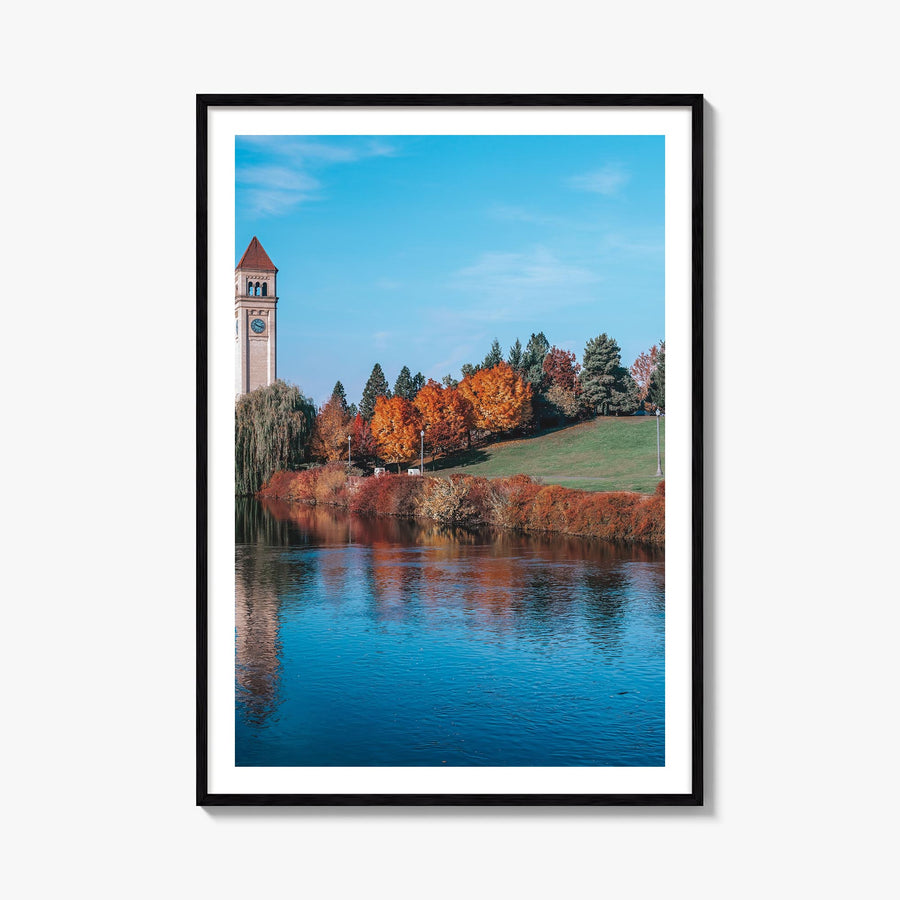 Spokane colorful photo poster of Washington, USA – vertical wall art, unframed print shown in interior mockup