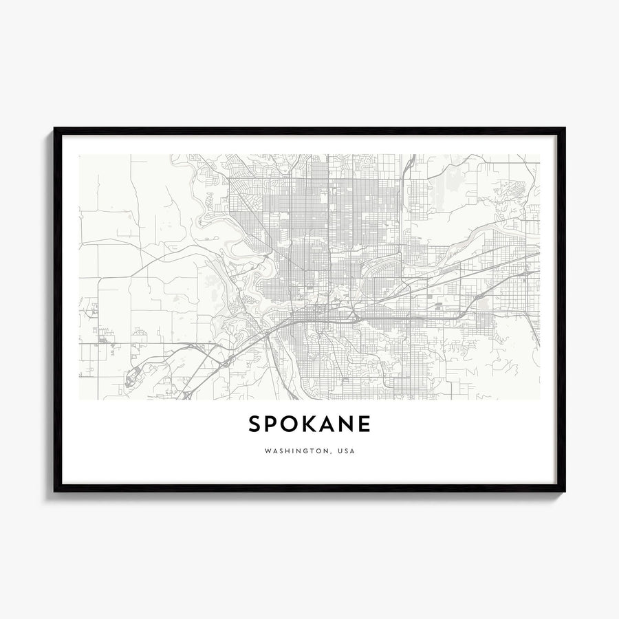Spokane Map Poster, framed poster mockup