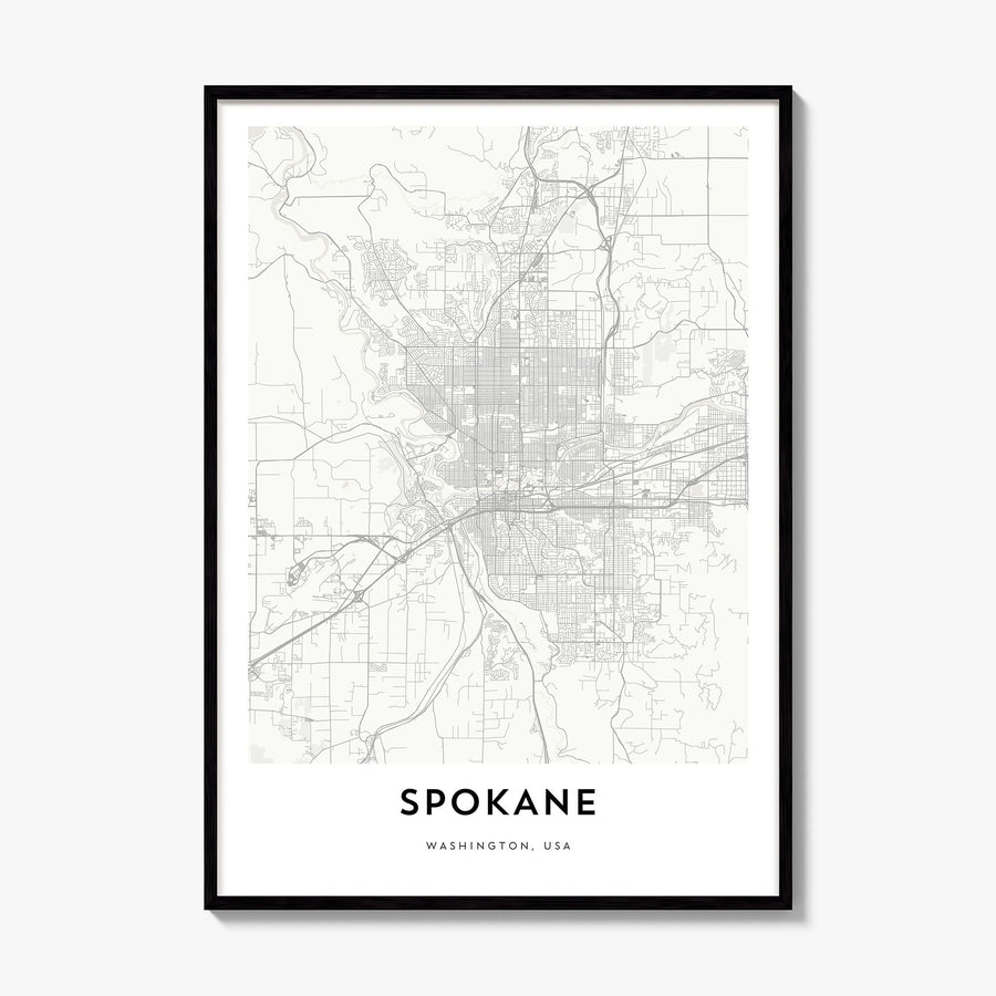 Spokane Map Poster, framed poster mockup